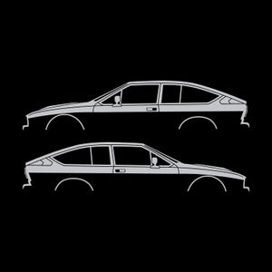 Set van 2 autosilhouet-stickers voor de Alfa Romeo GTV6 Coupé Zilver