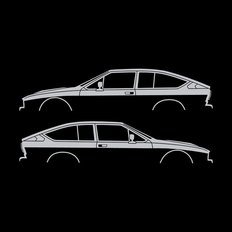 Set van 2 autosilhouet-stickers voor de Alfa Romeo GTV6 Coupé Zilver