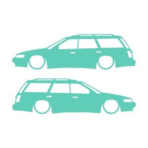 Set mit 2 Aufklebern für tiefergelegte Fahrzeuge für Subaru Legacy 1st Gen Wagon Mint
