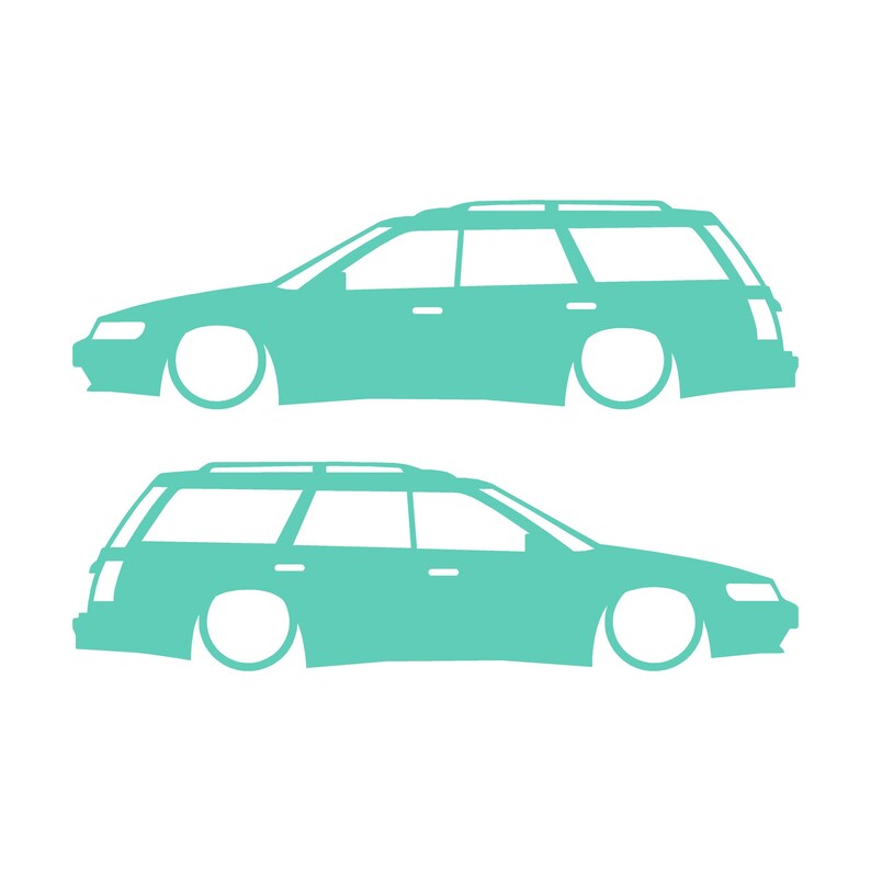 Set mit 2 Aufklebern für tiefergelegte Fahrzeuge für Subaru Legacy 1st Gen Wagon Mint