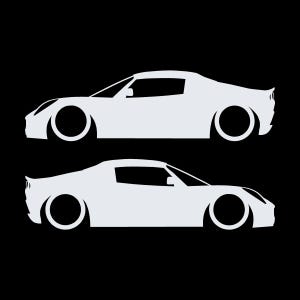 Juego de 2 pegatinas decorativas con silueta de coche rebajado para Lotus Elise S2 Blanco