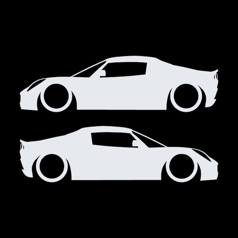 Juego de 2 pegatinas decorativas con silueta de coche rebajado para Lotus Elise S2 Blanco