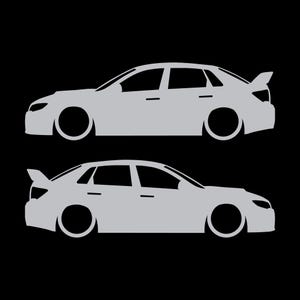 Set mit 2 Auto-Silhouette-Aufklebern für Subaru WRX STI VA 2014 Limousine Silber