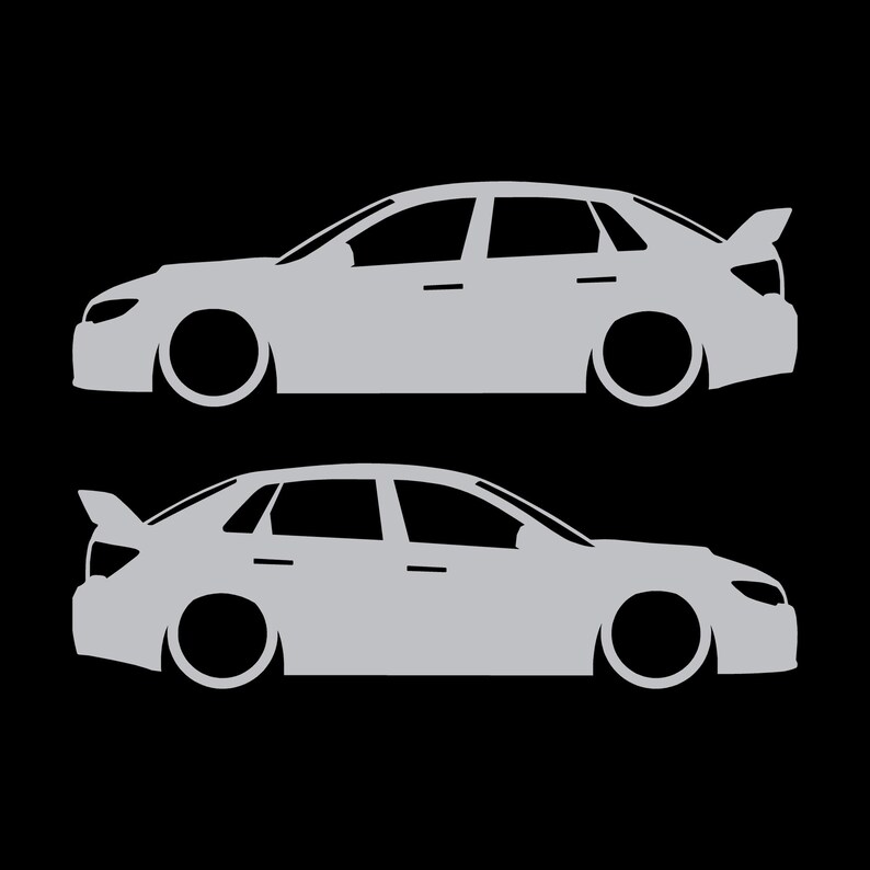 Set mit 2 Auto-Silhouette-Aufklebern für Subaru WRX STI VA 2014 Limousine Silber