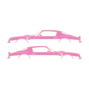 Set Of 2 Car Silhouette Decal Stickers For Pontiac Firebird Trans Am 1974 2nd Gen Soft Pink