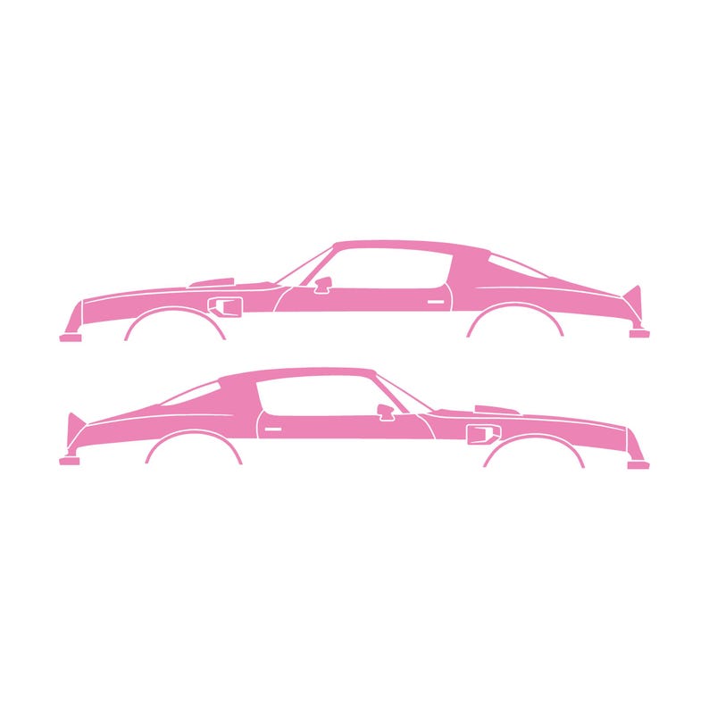 Set Of 2 Car Silhouette Decal Stickers For Pontiac Firebird Trans Am 1974 2nd Gen Soft Pink