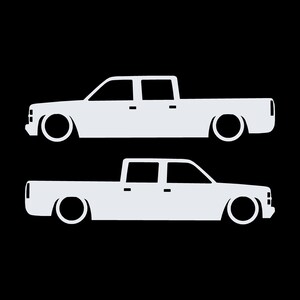 Set mit 2 Aufklebern für tiefergelegte Fahrzeuge für Chevrolet Silverado C1500 Crew Cab 1987-98 Weiß