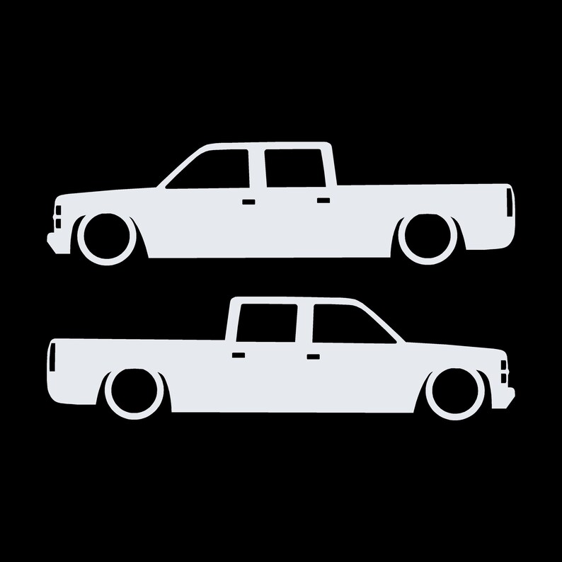 Set mit 2 Aufklebern für tiefergelegte Fahrzeuge für Chevrolet Silverado C1500 Crew Cab 1987-98 Weiß
