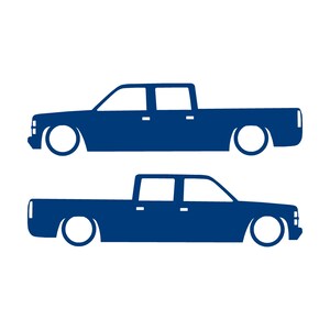 Set mit 2 Aufklebern für tiefergelegte Fahrzeuge für Chevrolet Silverado C1500 Crew Cab 1987-98 Blau
