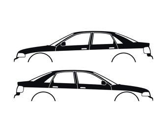 Set Of 2 Lowered Car Silhouette Decal Stickers For Audi A4 S4 B5 Sedan