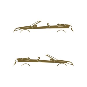 Set Of 2 Car Silhouette Decal Stickers For Saab 9-3 Facelift 2nd Gen Convertible Gold