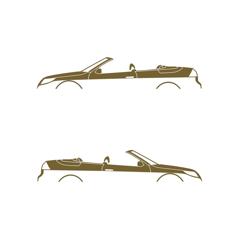 Set Of 2 Car Silhouette Decal Stickers For Saab 9-3 Facelift 2nd Gen Convertible Gold