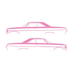 Set Of 2 Car Silhouette Decal Stickers For Ford Galaxie Soft Pink