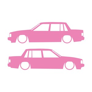 Zestaw 2 naklejek z obniżoną sylwetką samochodu do Volvo 740 744 Sedan Soft Pink