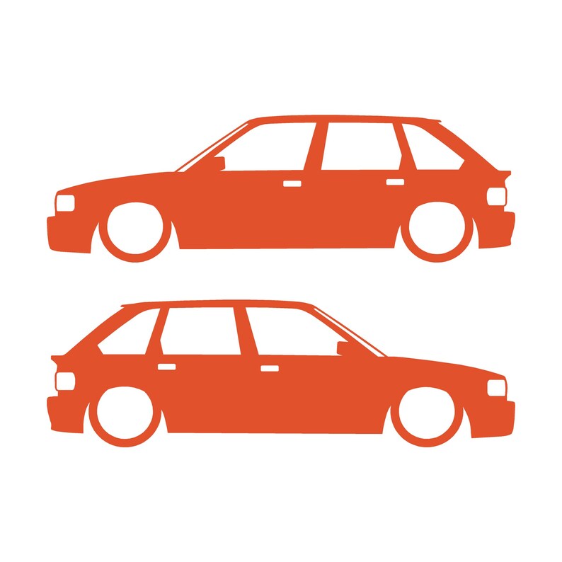 Set Of 2 Lowered Car Silhouette Decal Stickers For MG Maestro Turbo Orange