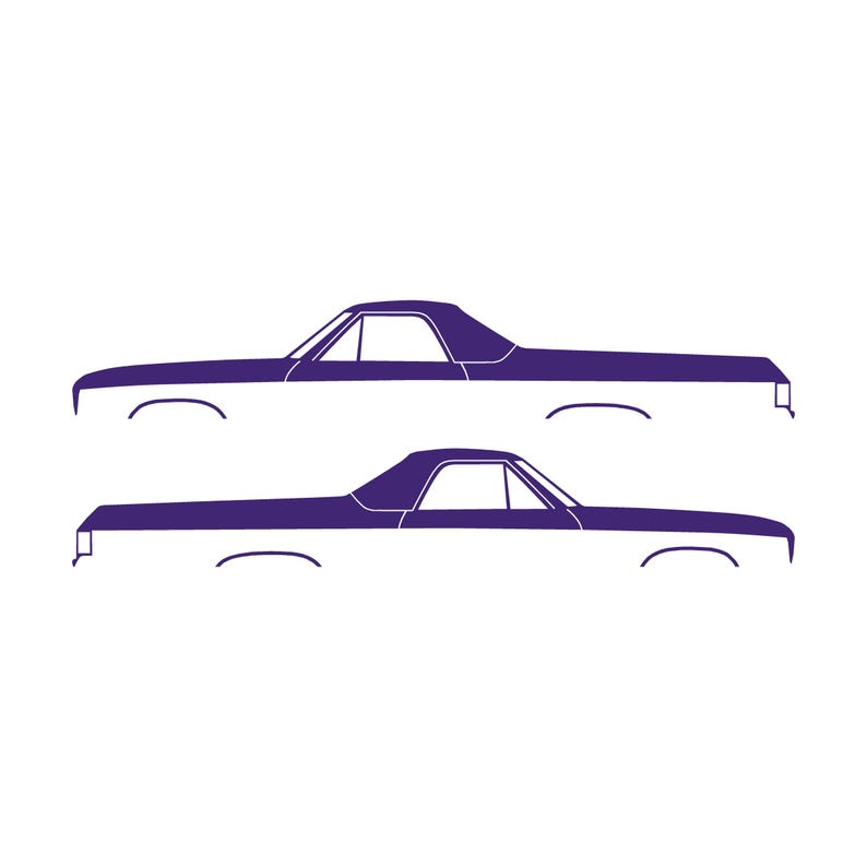 Set Of 2 Car Silhouette Decal Stickers For 1974 Chevrolet El Camino 4th Gen Purple