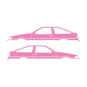 Set Of 2 Car Silhouette Decal Stickers For Toyota AE86 Corolla Levin Hatchback Soft Pink