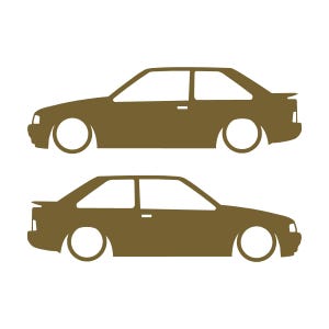 Set Of 2 Car Silhouette Decal Stickers For Ford Escort Mk4 RS Turbo XR3i Gold