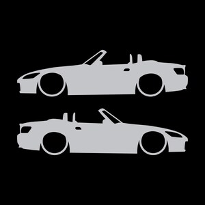 Set Of 2 Lowered Car Silhouette Decal Stickers For Honda S2000 Silver