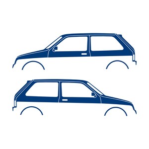 Set Of 2 Car Silhouette Decal Stickers For MG Metro Blue