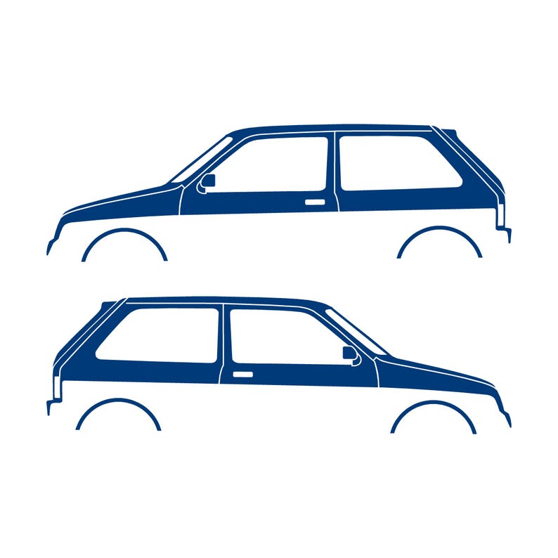 Set Of 2 Car Silhouette Decal Stickers For MG Metro Blue