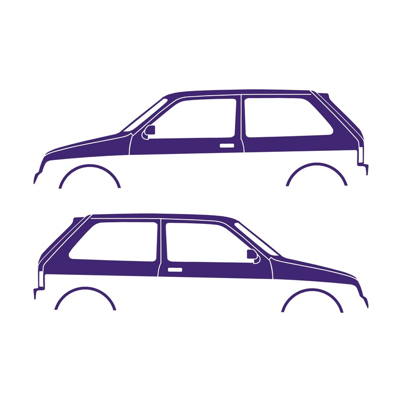 Set Of 2 Car Silhouette Decal Stickers For MG Metro Purple