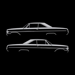 Juego de 2 pegatinas con silueta de coche para Ford Galaxie Coupé de techo rígido de 2 puertas de 1964 Plata