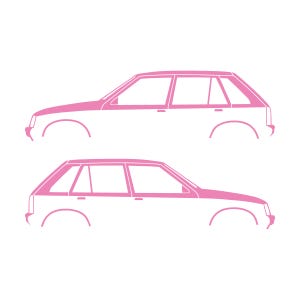 オペル・コルサA、ボクスホール・ノヴァ5ドアハッチバック用カーシルエットデカールステッカー2枚セット Soft Pink
