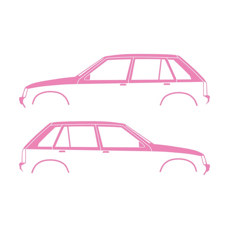 オペル・コルサA、ボクスホール・ノヴァ5ドアハッチバック用カーシルエットデカールステッカー2枚セット Soft Pink