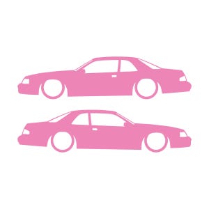 Set van 2 autosilhouet-stickers voor de Ford Thunderbird 9e generatie coupé Soft Pink