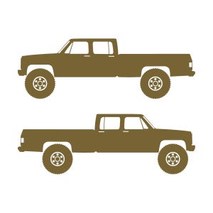 Conjunto de 2 adesivos com silhueta de carro para caminhonete Chevrolet C30 Dually Classic C10 de 3ª geração Ouro