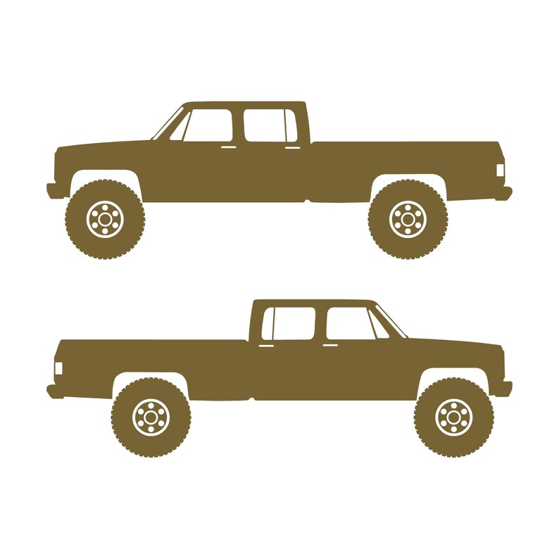 Conjunto de 2 adesivos com silhueta de carro para caminhonete Chevrolet C30 Dually Classic C10 de 3ª geração Ouro