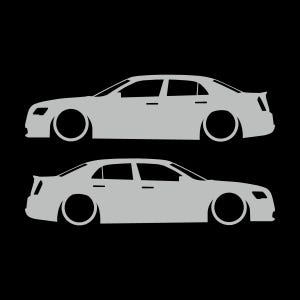 Juego de 2 pegatinas con silueta de coche rebajado para Chrysler 300 SRT de segunda generación. Light Grey