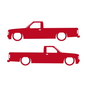 Set med 2 lastbilssilhuettdekaler för Dodge Dakota 1:a generationens single cab pickup Röd