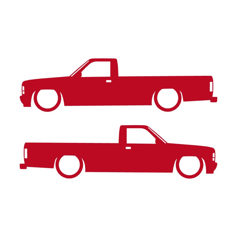 Set med 2 lastbilssilhuettdekaler för Dodge Dakota 1:a generationens single cab pickup Röd