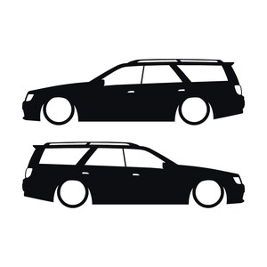 Juego de 2 pegatinas decorativas con silueta de coche rebajado para Nissan Stagea 1996-98 WC34 Zenki Wagon Negro