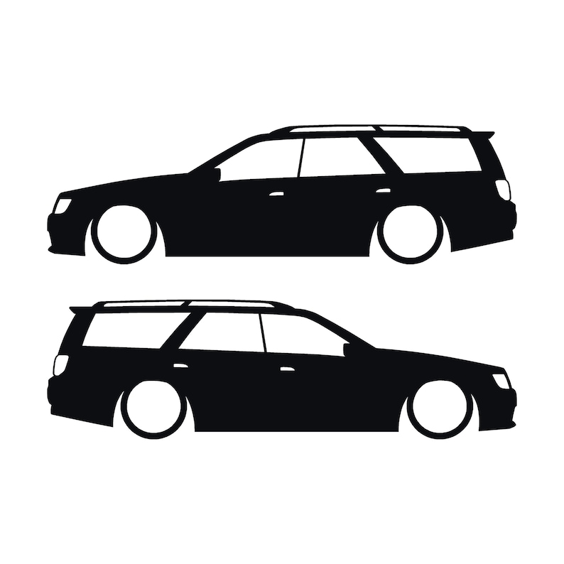Juego de 2 pegatinas decorativas con silueta de coche rebajado para Nissan Stagea 1996-98 WC34 Zenki Wagon Negro