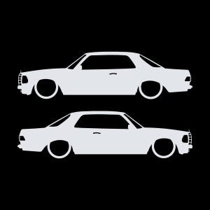 Set van 2 verlaagde auto silhouet stickers voor Mercedes C123 Coupé Wit