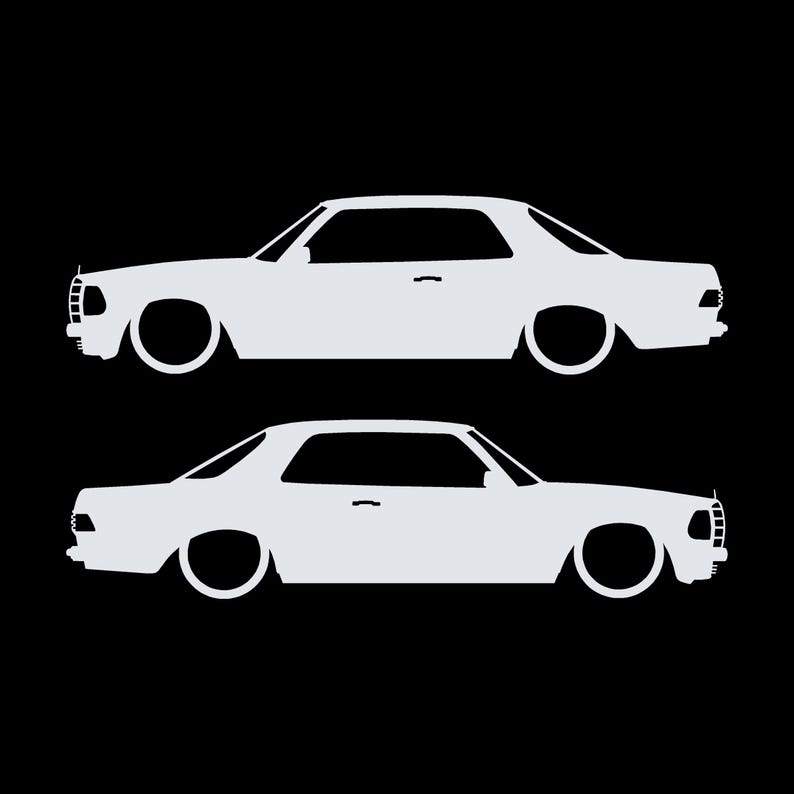 Set van 2 verlaagde auto silhouet stickers voor Mercedes C123 Coupé Wit