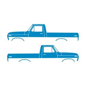 Juego de 2 calcomanías con silueta de auto para Ford F100 de sexta generación con caja corta. Light Blue