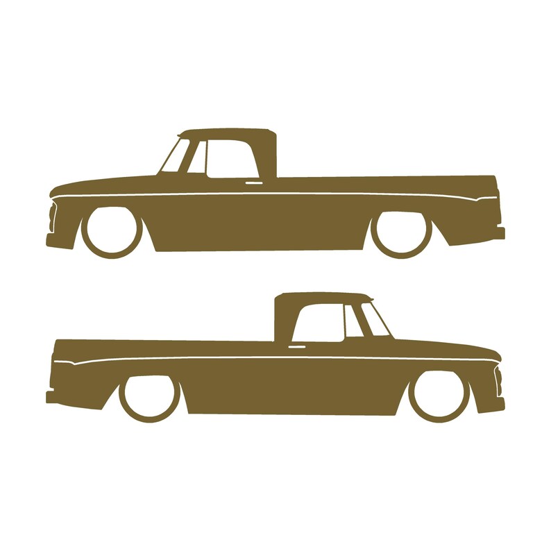 Set Of 2 Car Silhouette Decal Stickers For 1961-65 Dodge D100 Sweptline Long Bed 1st Gen Gold