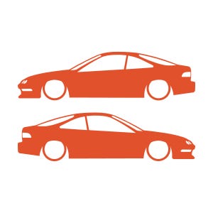Set mit 2 Aufklebern für tiefergelegte Fahrzeuge für Acura Integra DC2 Coupé der 3. Generation Orange