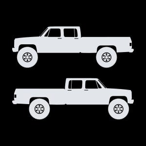 Conjunto de 2 adesivos com silhueta de carro para caminhonete Chevrolet C30 Dually Classic C10 de 3ª geração Branco
