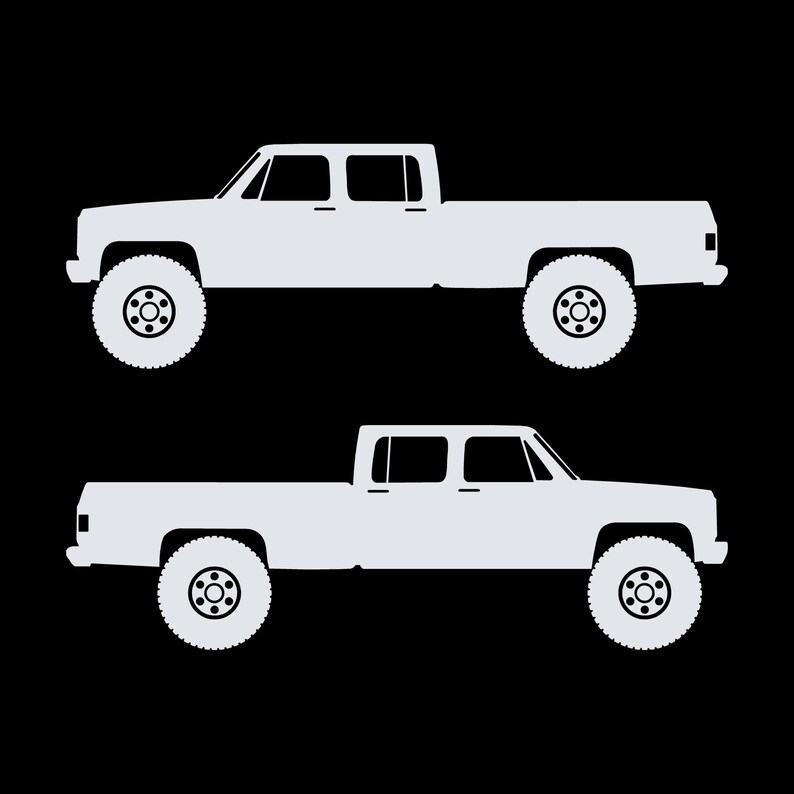 Conjunto de 2 adesivos com silhueta de carro para caminhonete Chevrolet C30 Dually Classic C10 de 3ª geração Branco
