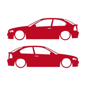 Juego de 2 pegatinas decorativas con silueta de coche rebajado para BMW E46 Compact Hatchback Rojo