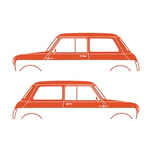 Set Of 2 Car Silhouette Decal Stickers For Classic Mk2 Mini Cooper Hatchback Orange