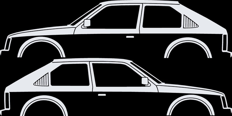 Set Of 2 Car Silhouette Decal Stickers For Opel Kadett D GTE 3-Door Hatchback White