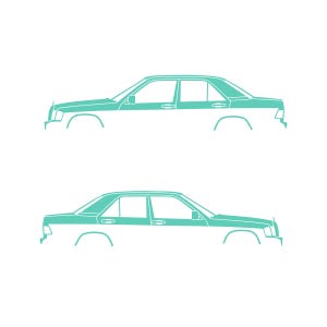 Set Of 2 Car Silhouette Decal Stickers For The Mercedes 190e Mint