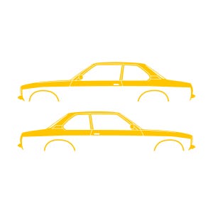 Juego de 2 pegatinas con silueta de coche para Opel Ascona C Coupé sedán de 2 puertas Amarillo