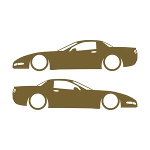 Juego de 2 pegatinas decorativas con silueta de coche rebajado para Chevrolet Corvette C5 Z06 Hardtop Coupé Oro